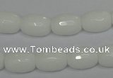 CPB41 15.5 inches 10*14mm faceted drum white porcelain beads