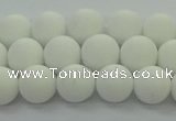 CPB412 15.5 inches 8mm round matte white porcelain beads