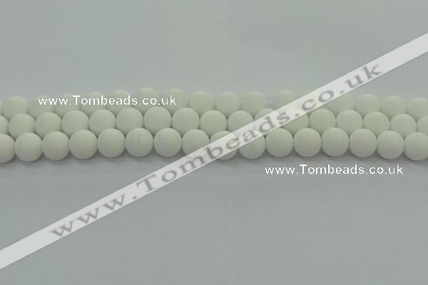 CPB413 15.5 inches 10mm round matte white porcelain beads