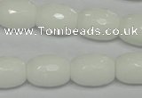 CPB42 15.5 inches 12*16mm faceted drum white porcelain beads
