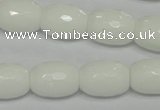 CPB42 15.5 inches 12*16mm faceted drum white porcelain beads