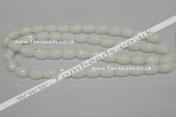 CPB42 15.5 inches 12*16mm faceted drum white porcelain beads