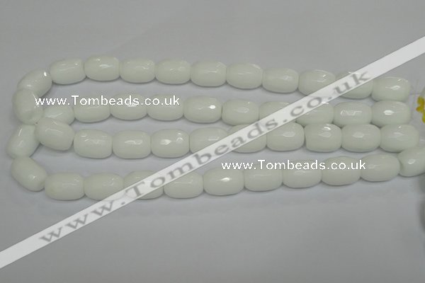 CPB43 15.5 inches 13*18mm faceted drum white porcelain beads