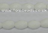 CPB46 15.5 inches 10*14mm faceted rice white porcelain beads