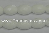 CPB47 15.5 inches 12*16mm faceted rice white porcelain beads