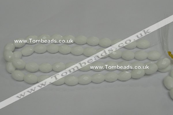 CPB47 15.5 inches 12*16mm faceted rice white porcelain beads