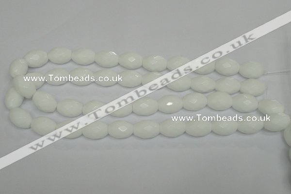 CPB48 15.5 inches 13*18mm faceted rice white porcelain beads