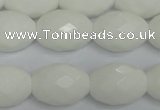 CPB49 15.5 inches 15*20mm faceted rice white porcelain beads