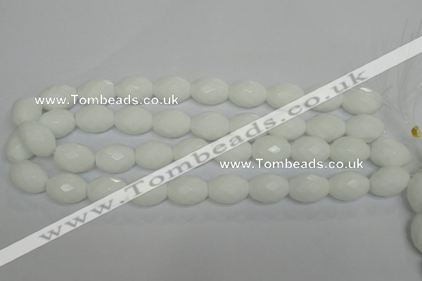 CPB49 15.5 inches 15*20mm faceted rice white porcelain beads