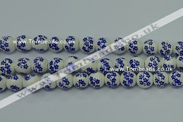 CPB503 15.5 inches 10mm round Painted porcelain beads