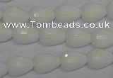 CPB51 15.5 inches 10*14mm faceted teardrop white porcelain beads