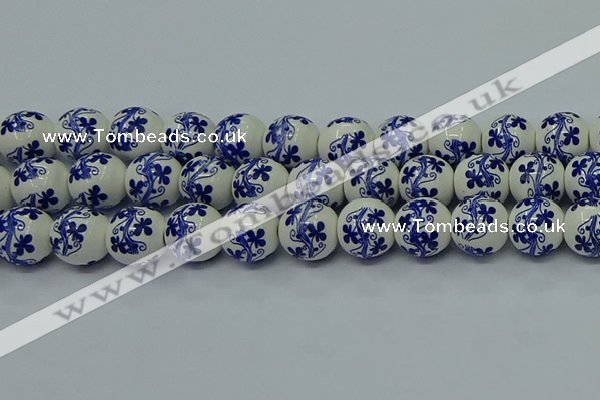 CPB513 15.5 inches 10mm round Painted porcelain beads