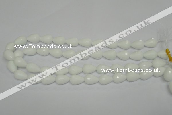 CPB52 15.5 inches 12*16mm faceted teardrop white porcelain beads