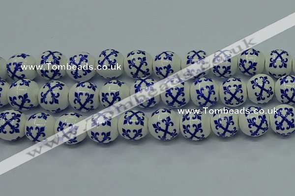 CPB521 15.5 inches 6mm round Painted porcelain beads