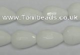 CPB53 15.5 inches 13*18mm faceted teardrop white porcelain beads