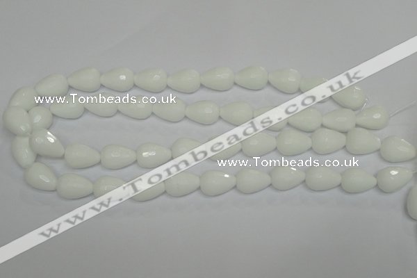 CPB53 15.5 inches 13*18mm faceted teardrop white porcelain beads