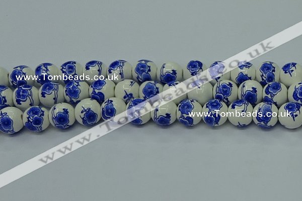 CPB545 15.5 inches 14mm round Painted porcelain beads