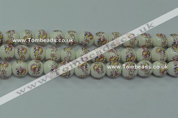 CPB571 15.5 inches 6mm round Painted porcelain beads