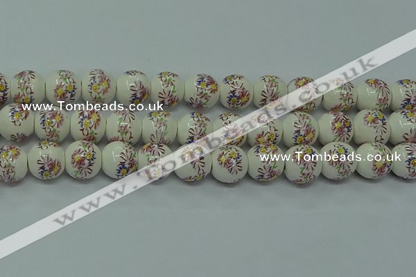 CPB572 15.5 inches 8mm round Painted porcelain beads