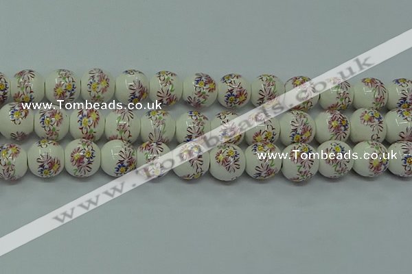 CPB572 15.5 inches 8mm round Painted porcelain beads