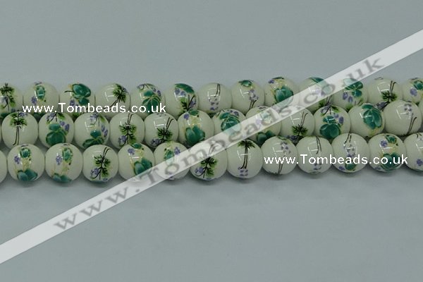 CPB582 15.5 inches 8mm round Painted porcelain beads