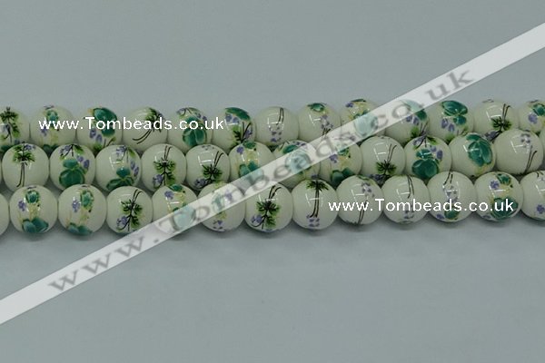 CPB583 15.5 inches 10mm round Painted porcelain beads