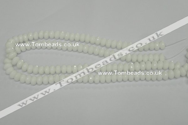 CPB59 15.5 inches 6*10mm faceted rondelle white porcelain beads