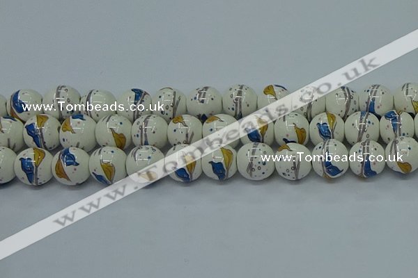 CPB592 15.5 inches 8mm round Painted porcelain beads