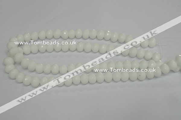CPB60 15.5 inches 8*12mm faceted rondelle white porcelain beads