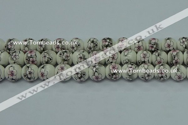 CPB601 15.5 inches 6mm round Painted porcelain beads