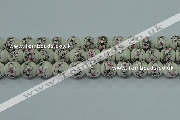 CPB602 15.5 inches 8mm round Painted porcelain beads