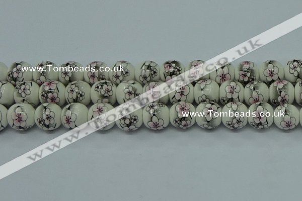 CPB603 15.5 inches 10mm round Painted porcelain beads