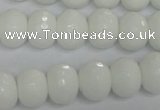 CPB61 15.5 inches 10*14mm faceted rondelle white porcelain beads