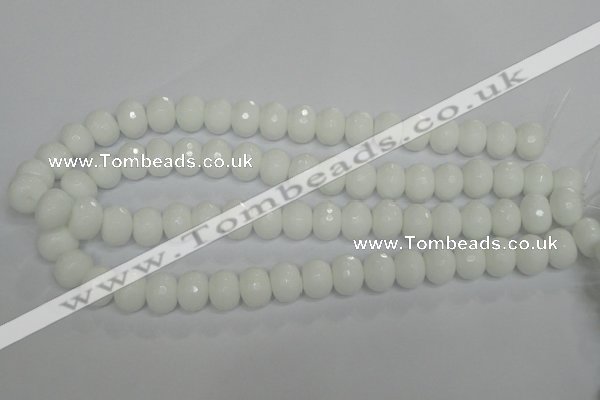 CPB61 15.5 inches 10*14mm faceted rondelle white porcelain beads