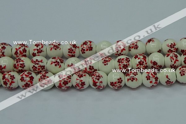 CPB611 15.5 inches 6mm round Painted porcelain beads