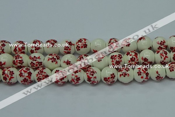 CPB612 15.5 inches 8mm round Painted porcelain beads