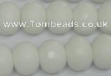 CPB63 15.5 inches 13*18mm faceted rondelle white porcelain beads