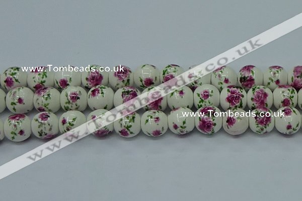 CPB631 15.5 inches 6mm round Painted porcelain beads