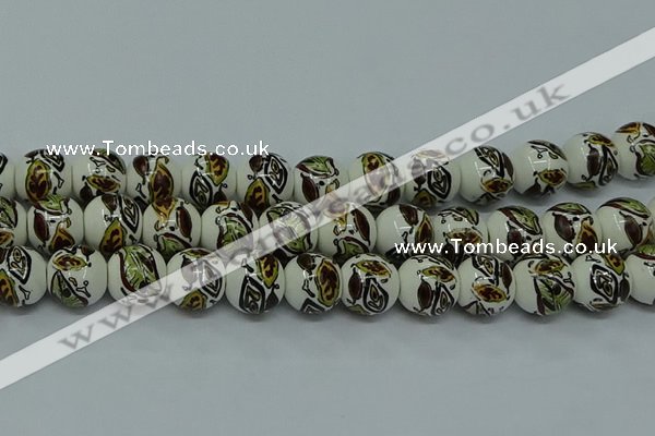 CPB641 15.5 inches 6mm round Painted porcelain beads