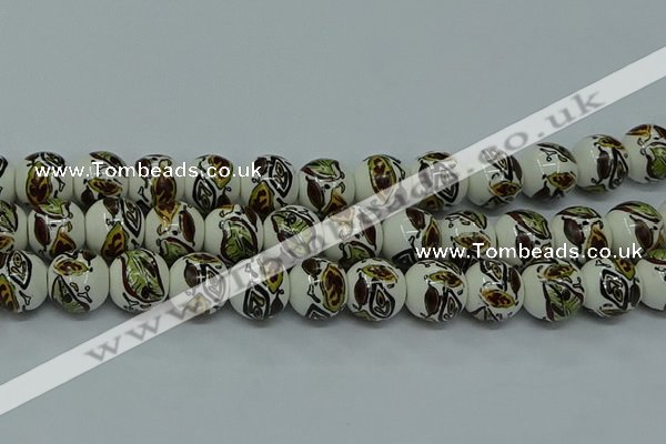 CPB643 15.5 inches 10mm round Painted porcelain beads