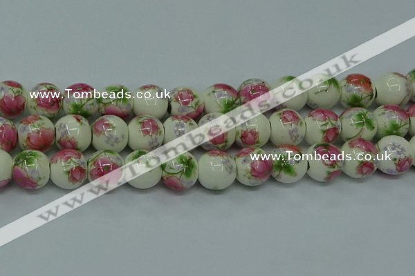 CPB651 15.5 inches 6mm round Painted porcelain beads