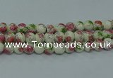 CPB652 15.5 inches 8mm round Painted porcelain beads