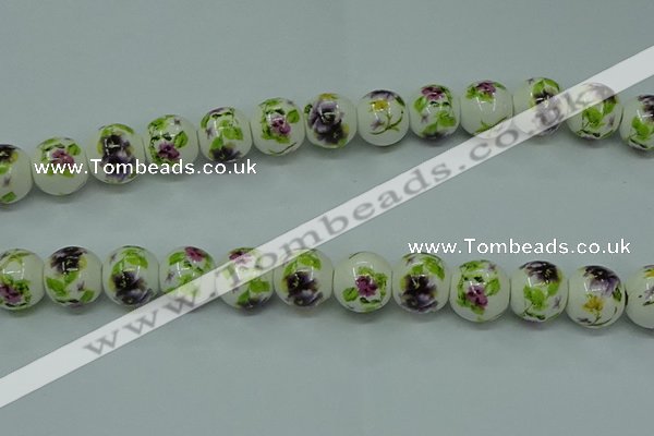 CPB663 15.5 inches 10mm round Painted porcelain beads