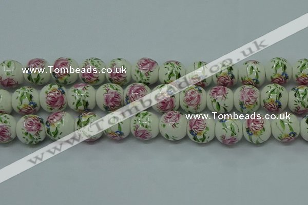 CPB681 15.5 inches 6mm round Painted porcelain beads