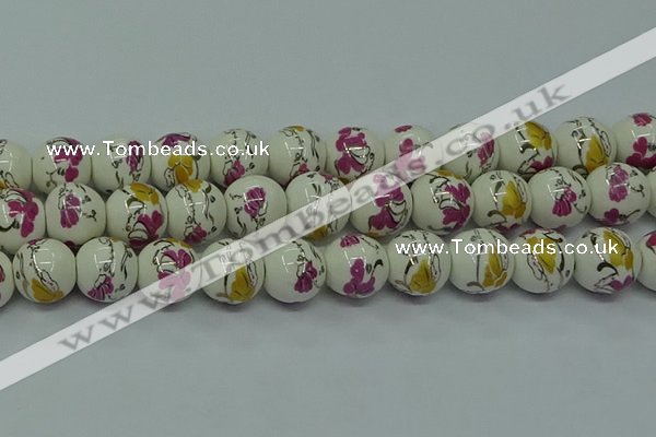 CPB691 15.5 inches 6mm round Painted porcelain beads