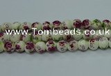 CPB702 15.5 inches 8mm round Painted porcelain beads