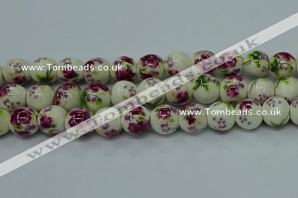 CPB703 15.5 inches 10mm round Painted porcelain beads