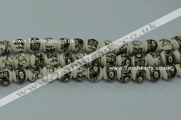 CPB713 15.5 inches 10mm round Painted porcelain beads