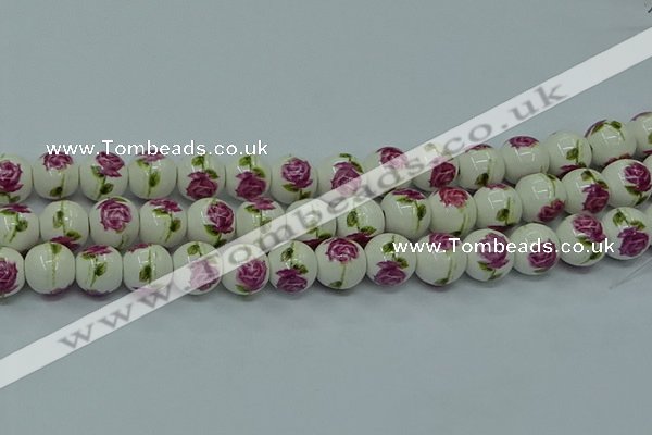 CPB741 15.5 inches 6mm round Painted porcelain beads