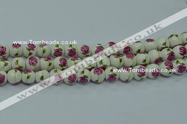 CPB743 15.5 inches 10mm round Painted porcelain beads